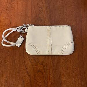 White Leather Coach Wristlet